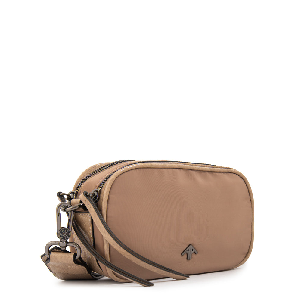 Cartera bandolera pricila pequeña beige oscuro