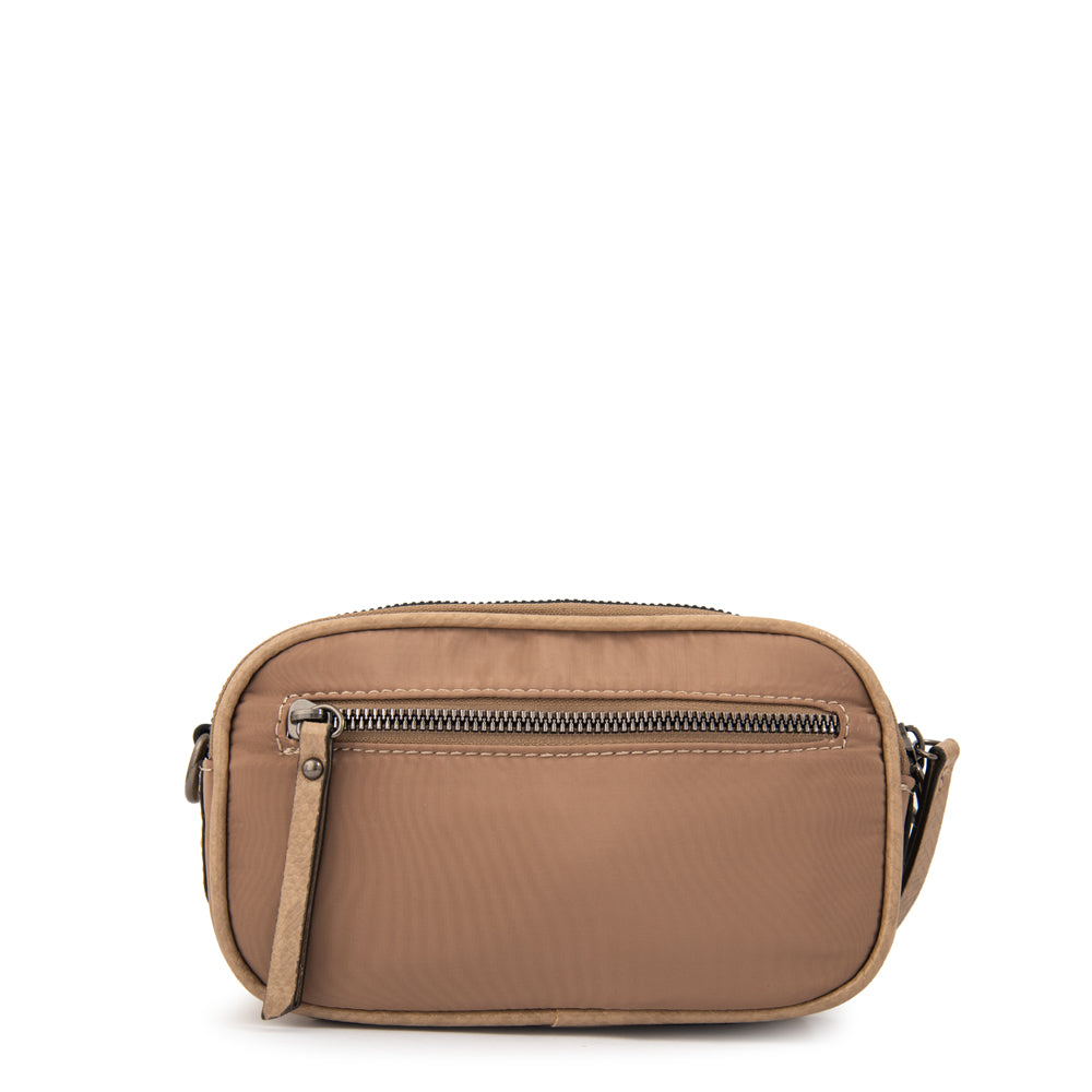Cartera bandolera pricila pequeña beige oscuro