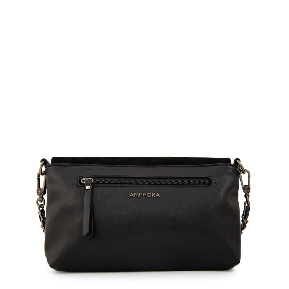 Cartera bandolera con tapa huber mediana negro