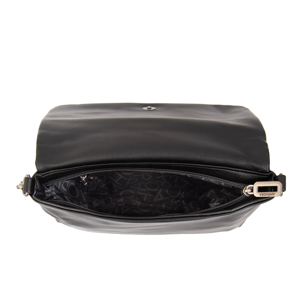 Cartera bandolera con tapa huber mediana negro