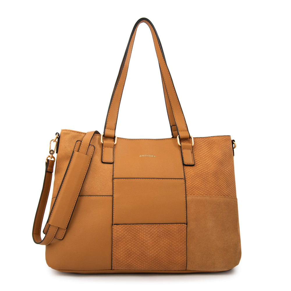 Cartera tote tres divisiones daranita mediana camel