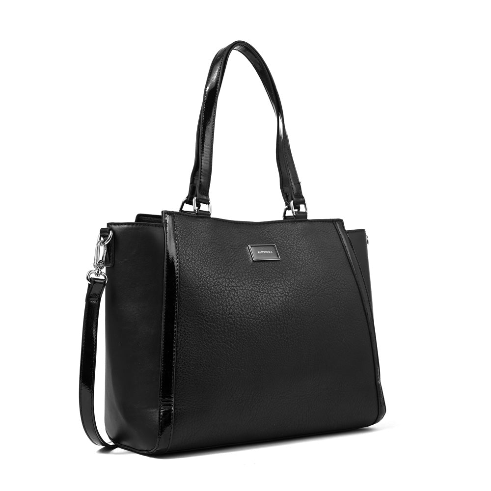 Cartera tote porta notebook rachel mediana negro
