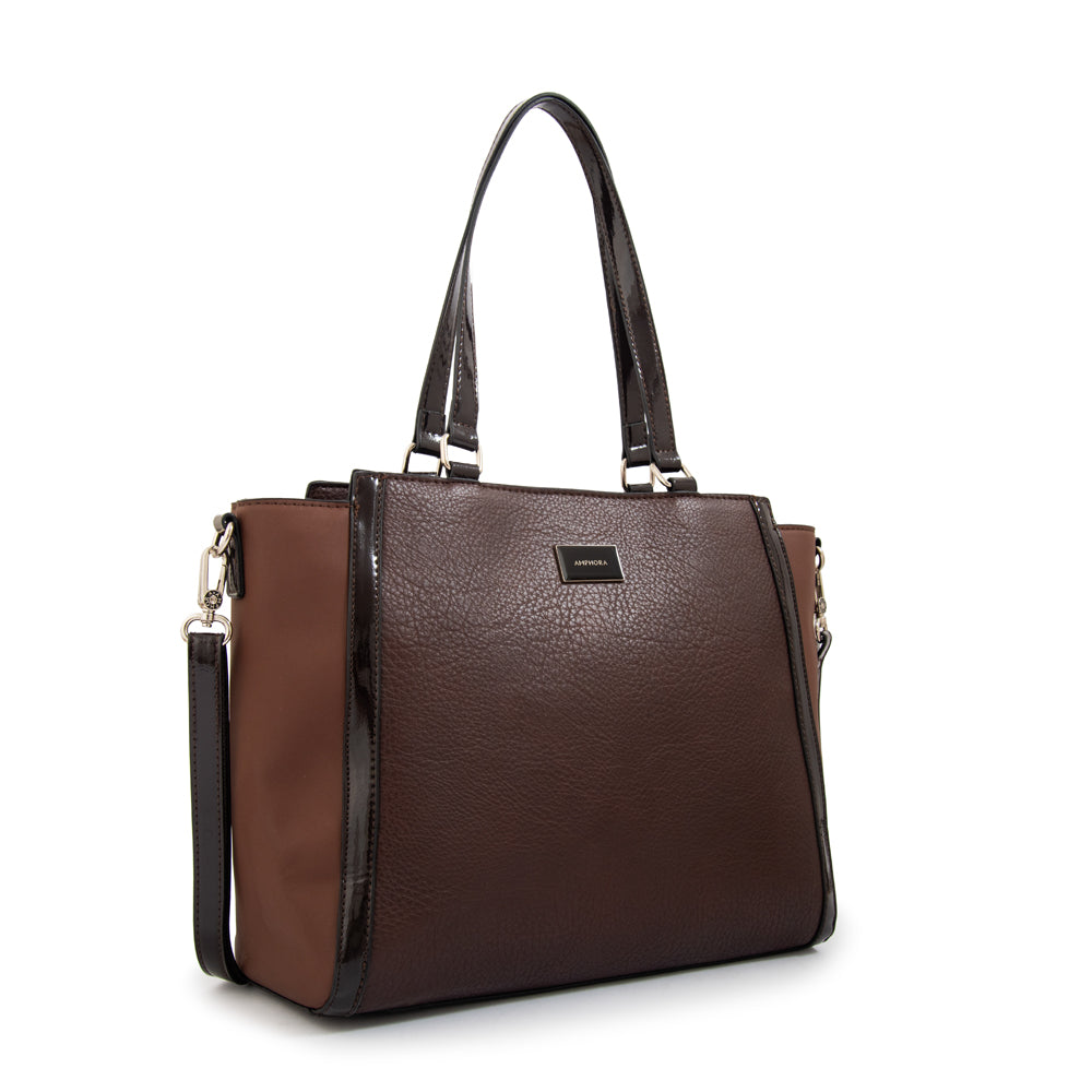 Cartera tote porta notebook rachel mediana café oscuro