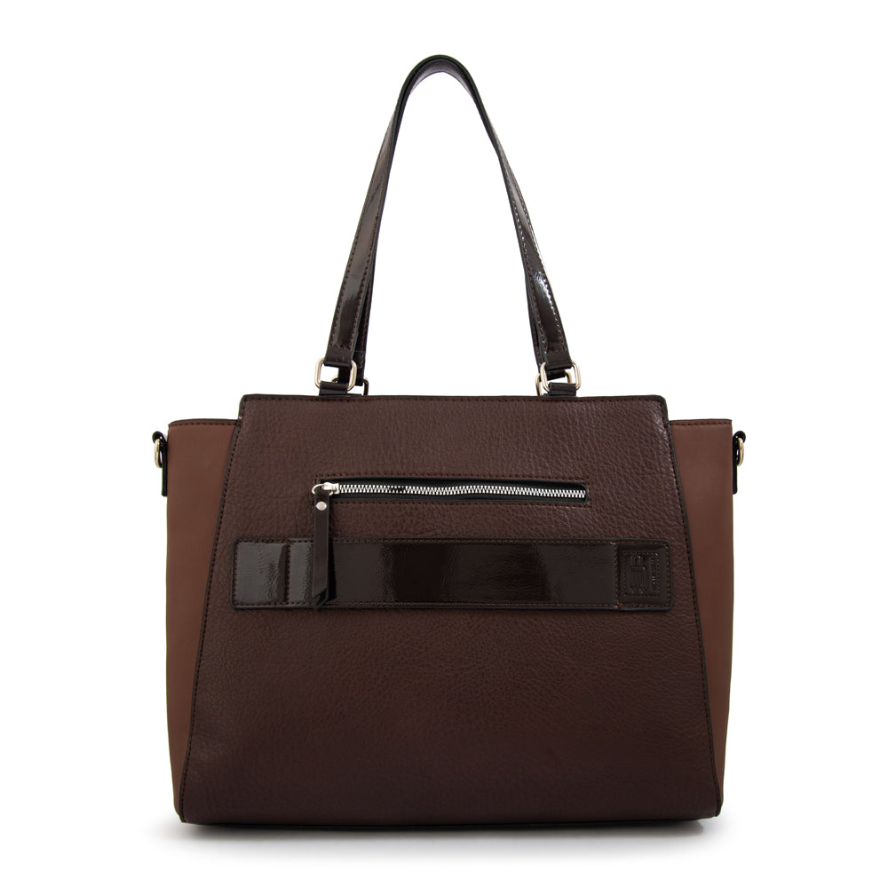 Cartera tote porta notebook rachel mediana café oscuro