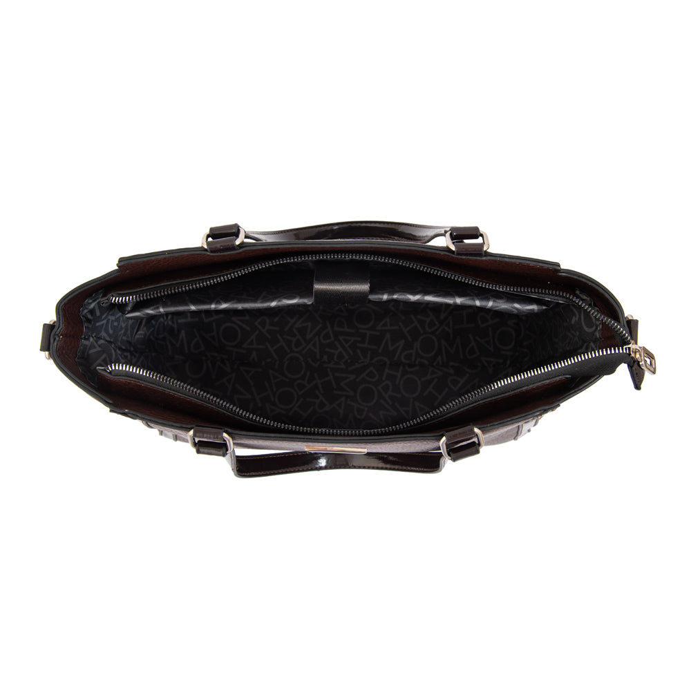 Cartera tote porta notebook rachel mediana café oscuro