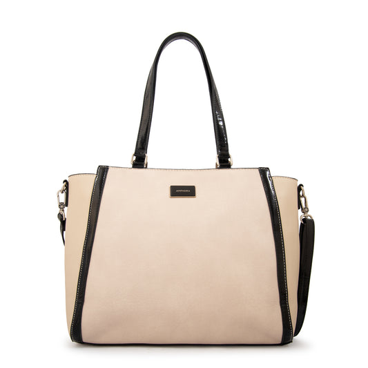 Cartera tote porta notebook rachel mediana blanco crudo