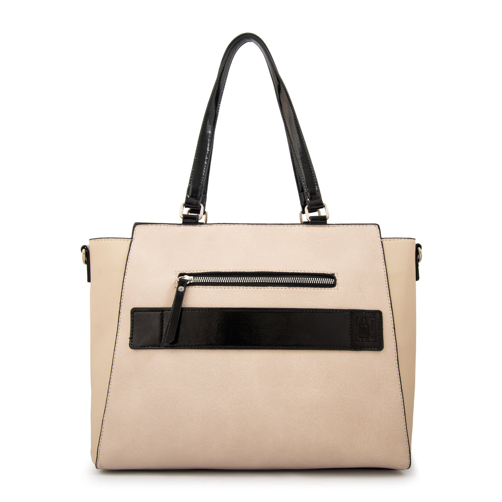Cartera tote porta notebook rachel mediana blanco crudo