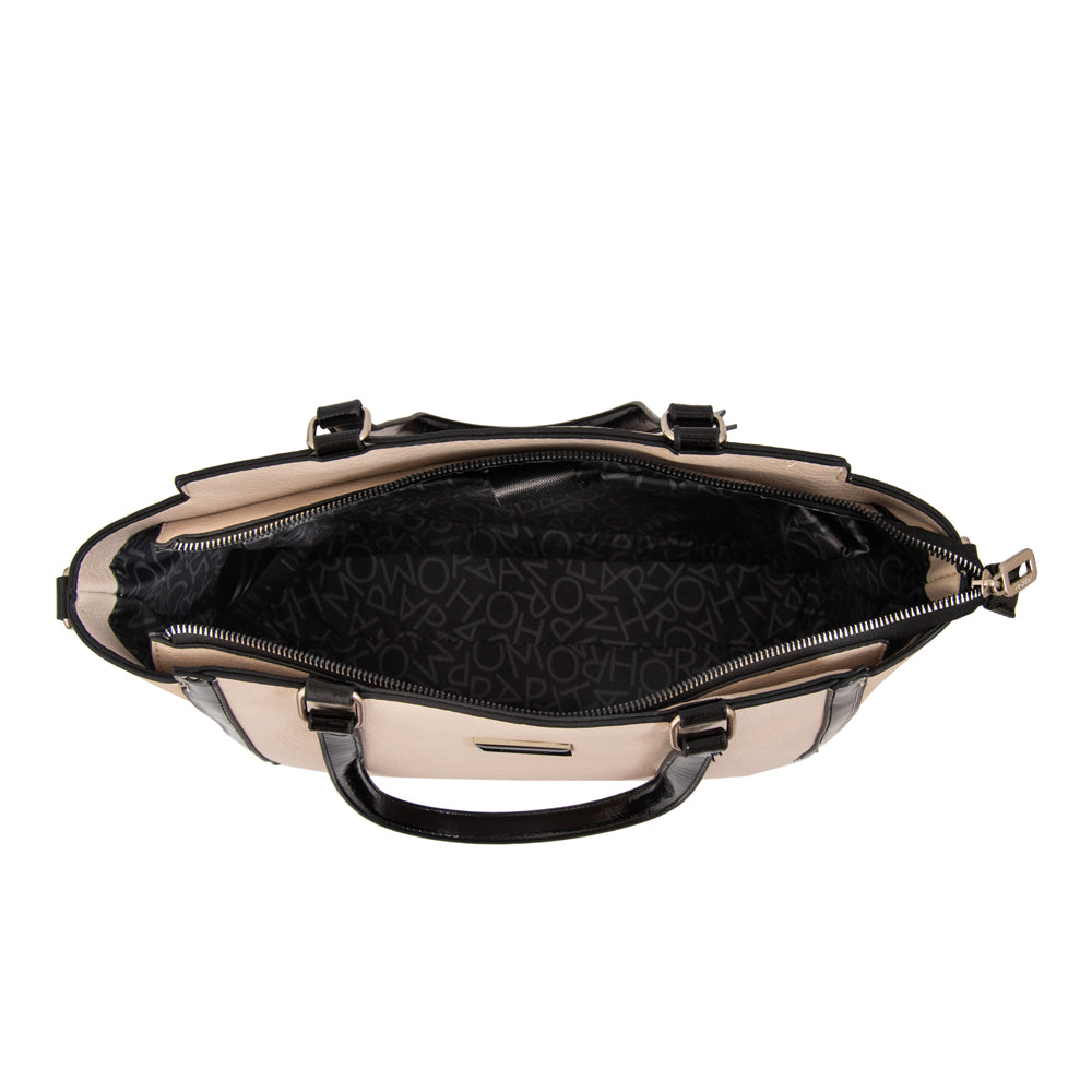 Cartera tote porta notebook rachel mediana blanco crudo