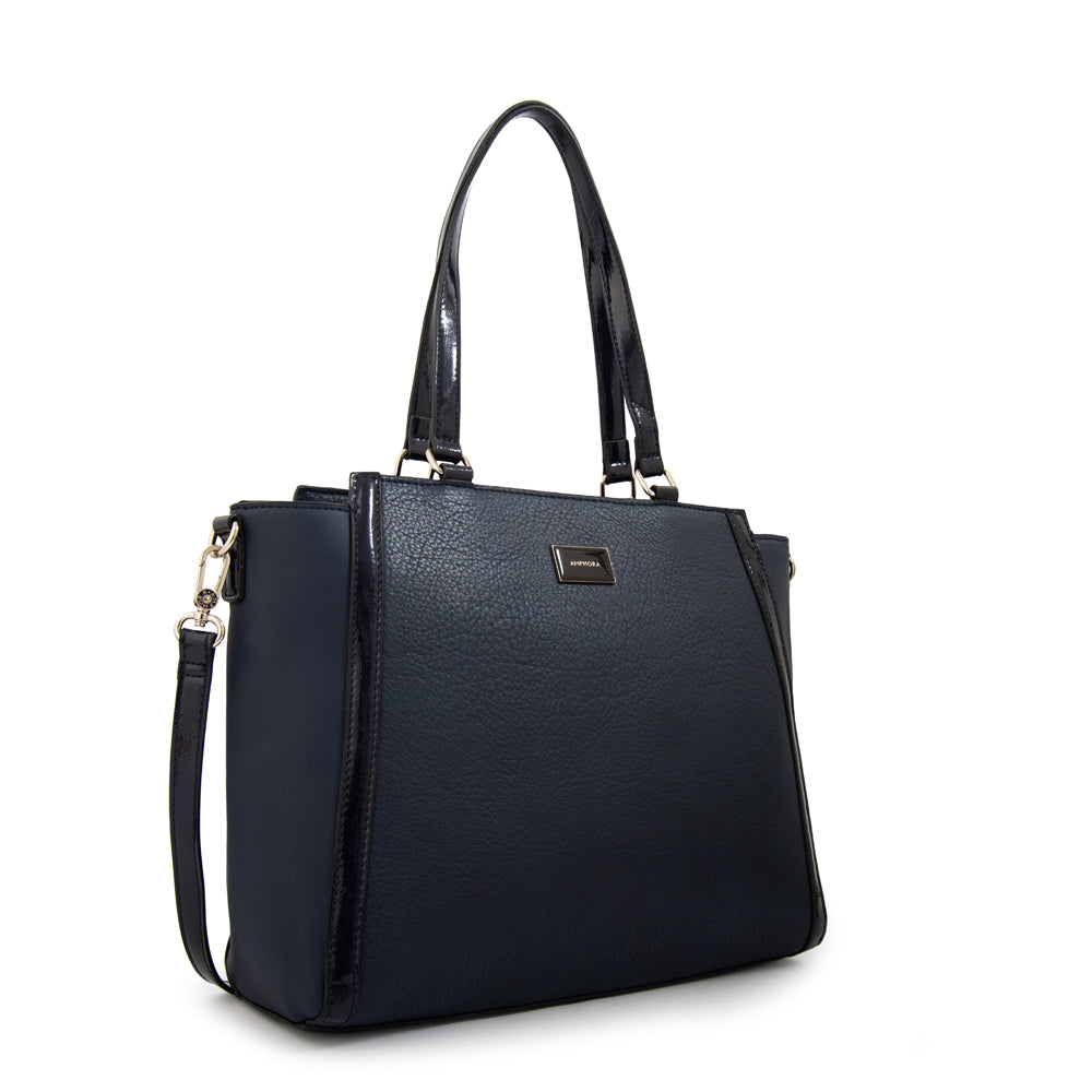 Cartera tote porta notebook rachel mediana azul oscuro