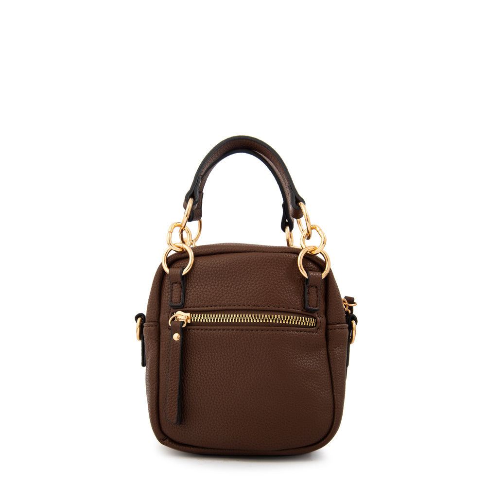 Cartera bandolera con asas natacha café oscuro