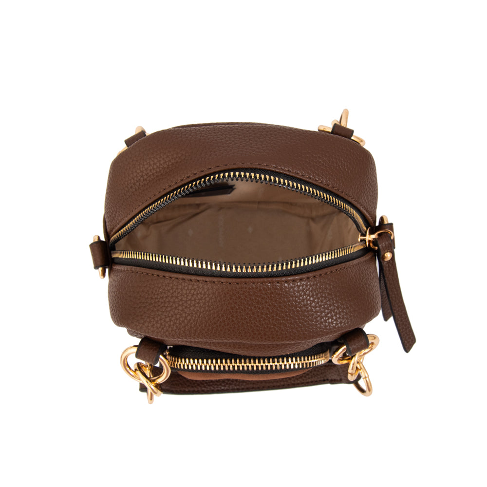 Cartera bandolera con asas natacha café oscuro