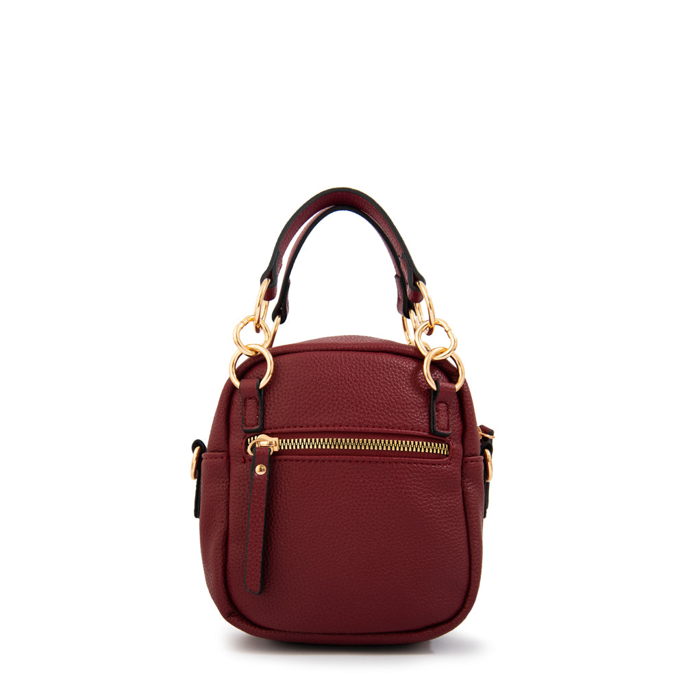 Cartera bandolera con asas natacha rojo oscuro