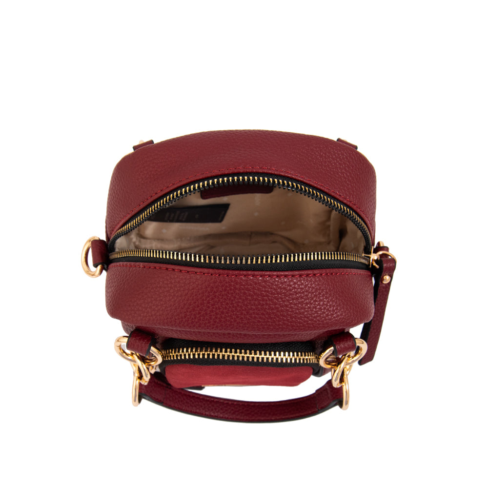 Cartera bandolera con asas natacha rojo oscuro