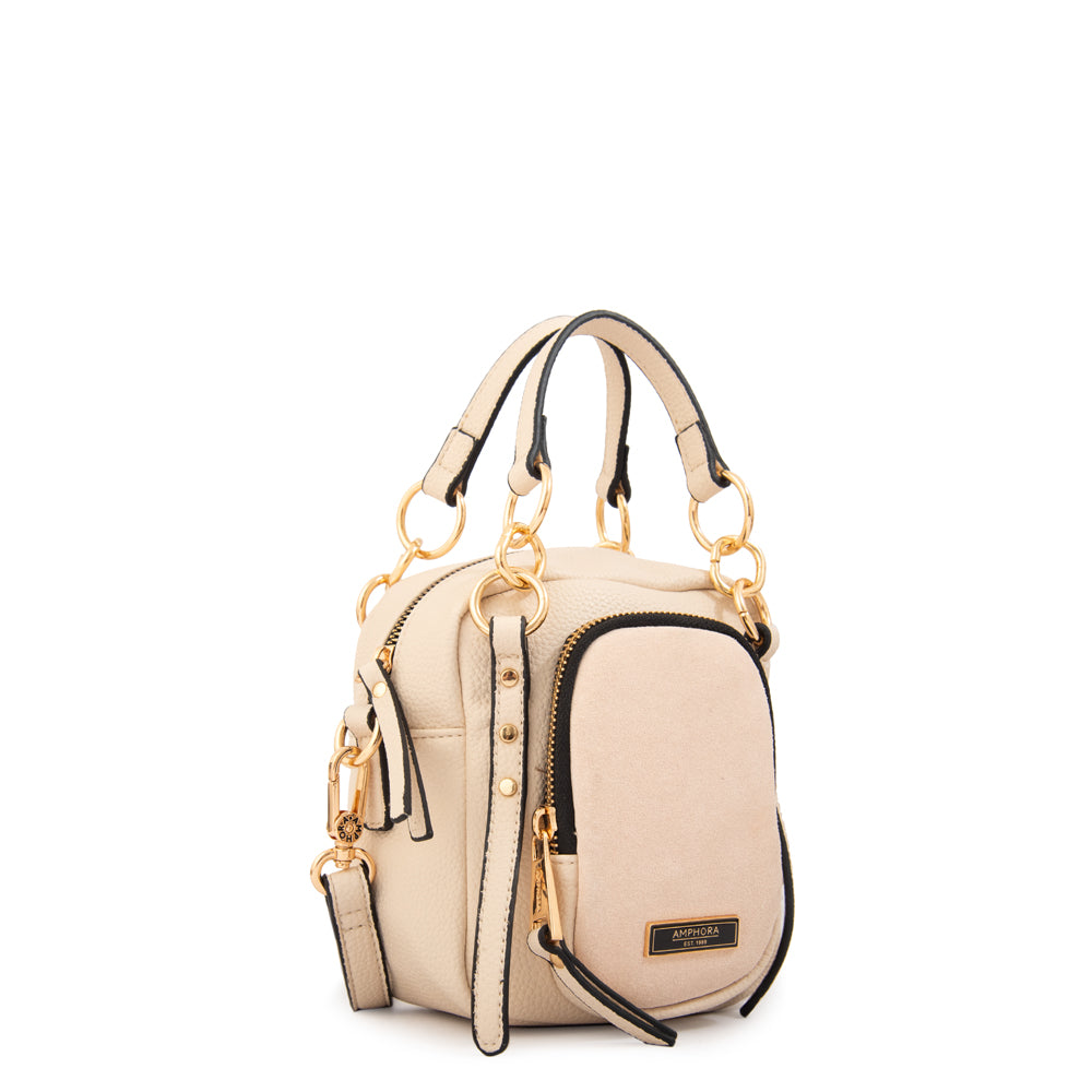 Cartera bandolera con asas natacha blanco crudo