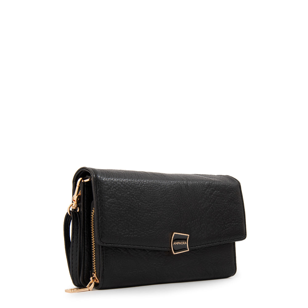 Cartera bandolera con tapa tasya negro