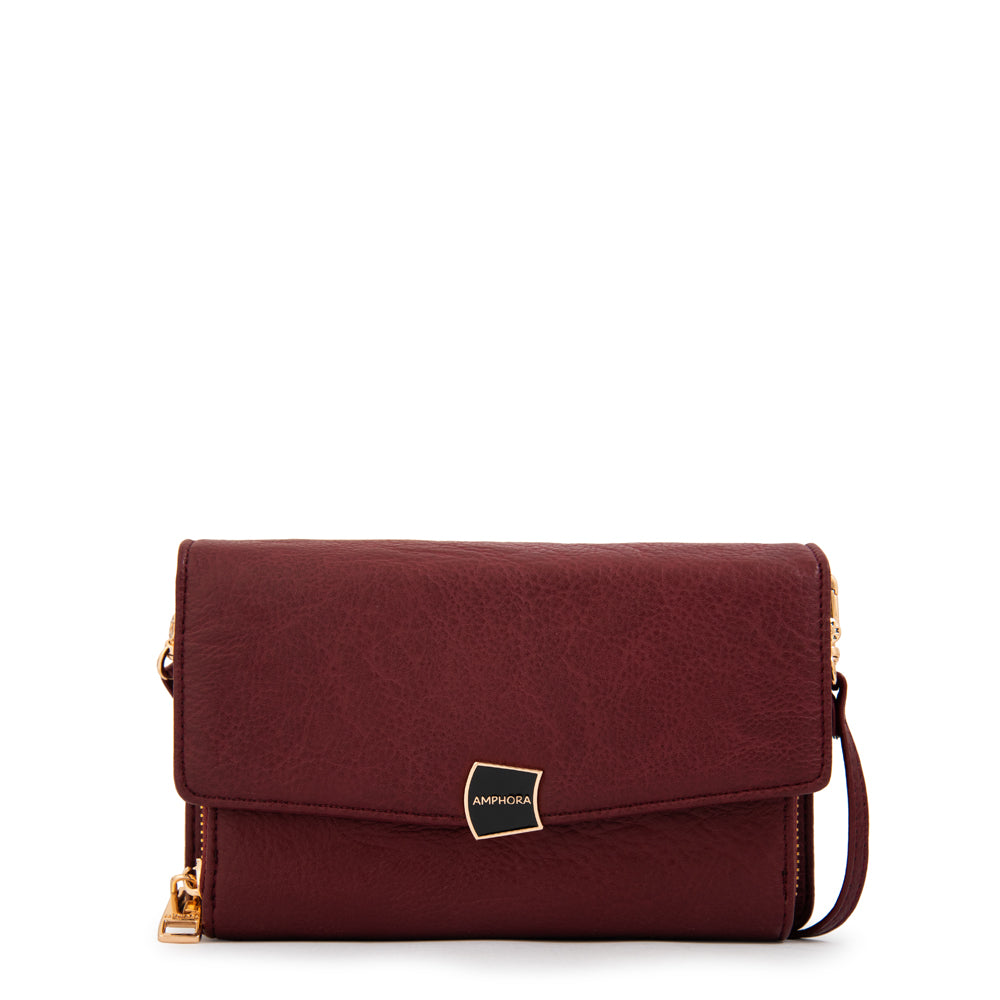Cartera bandolera con tapa tasya rojo oscuro