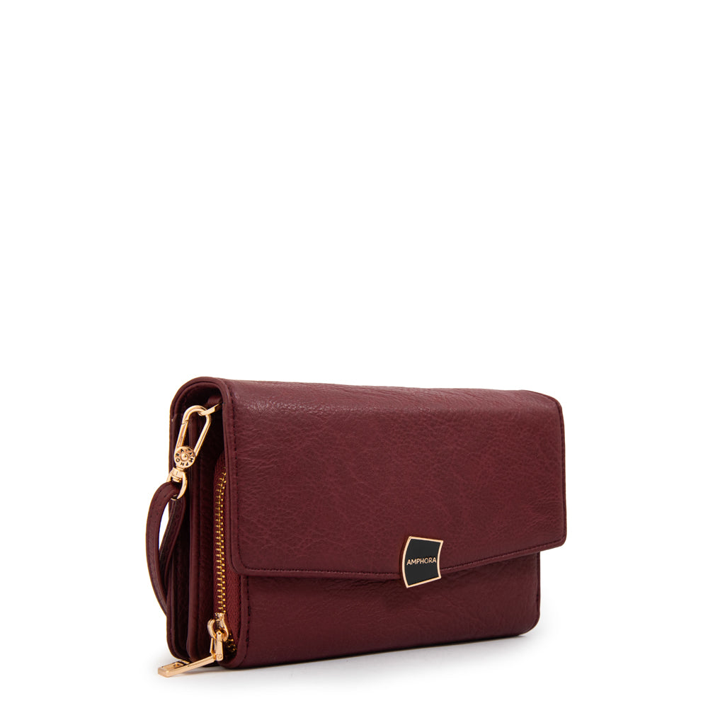 Cartera bandolera con tapa tasya rojo oscuro