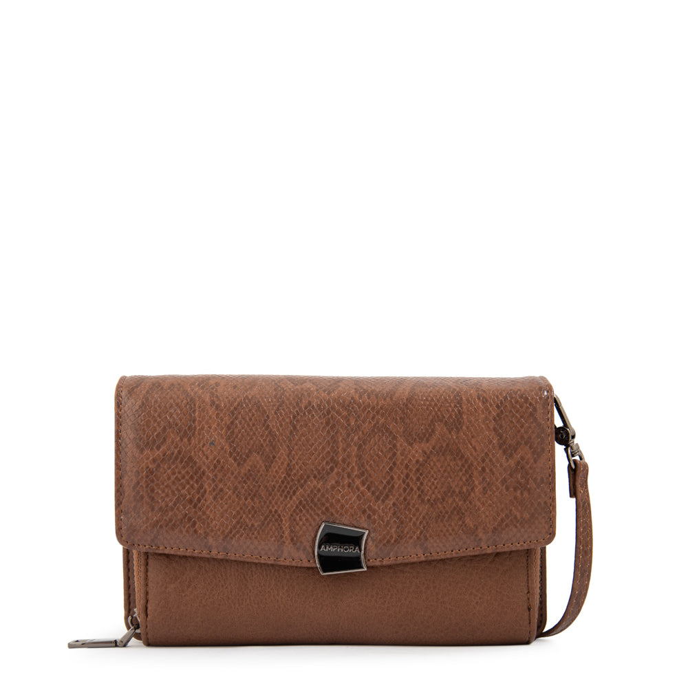 Cartera bandolera con tapa tasya café