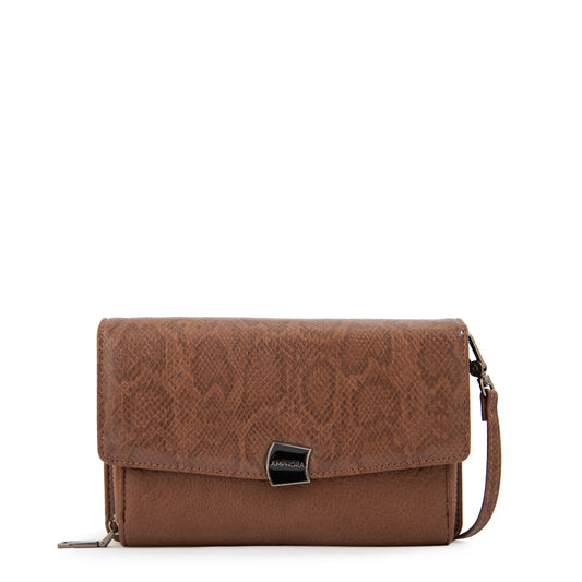 Cartera bandolera con tapa tasya café