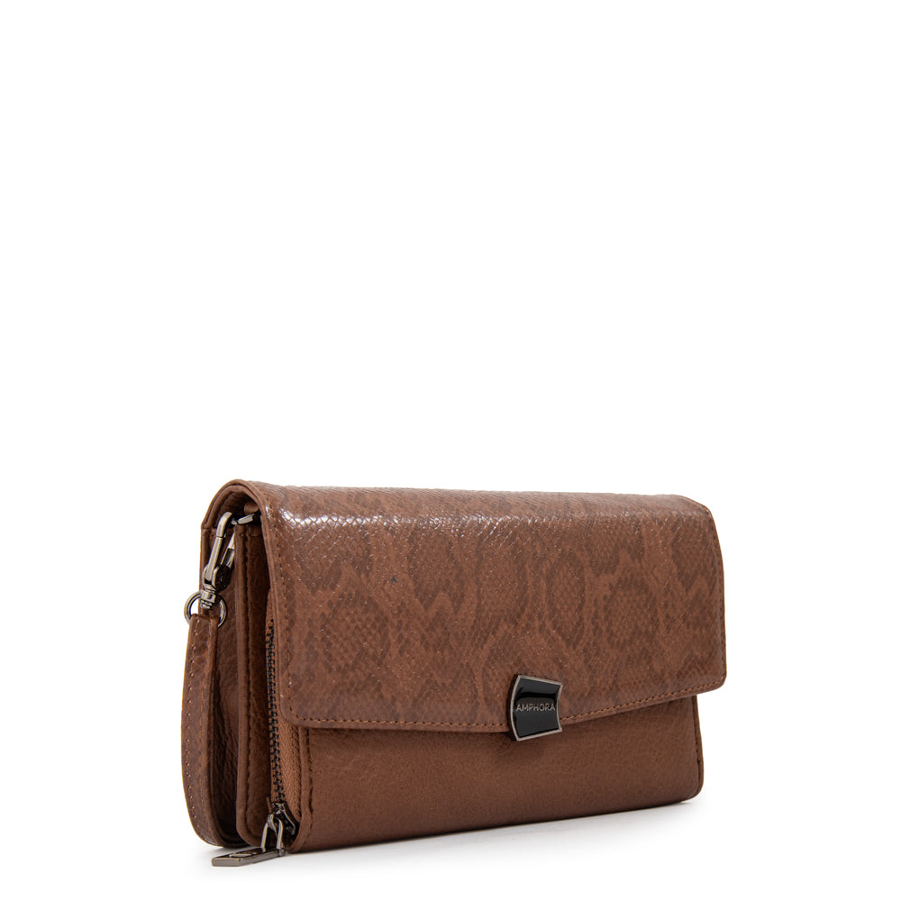 Cartera bandolera con tapa tasya café