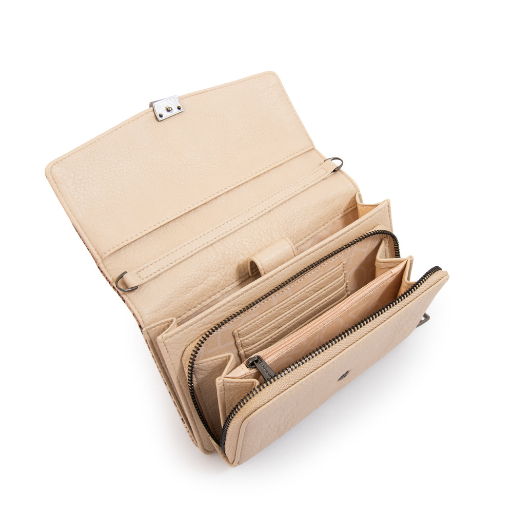 Cartera bandolera con tapa tasya blanco crudo