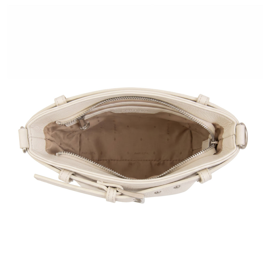 Cartera bandolera fleur pequeña blanco crudo