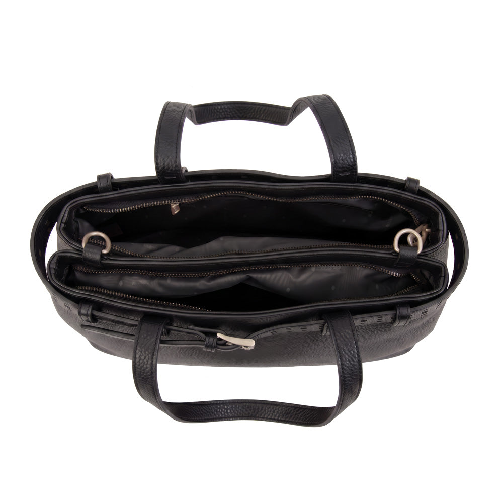 Cartera tote dos divisiones fleur grande negro