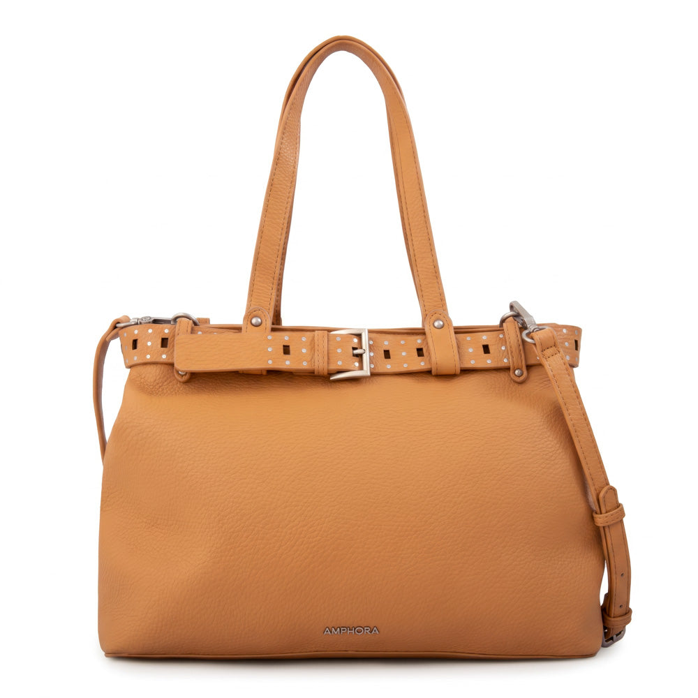 Cartera tote dos divisiones fleur grande camel