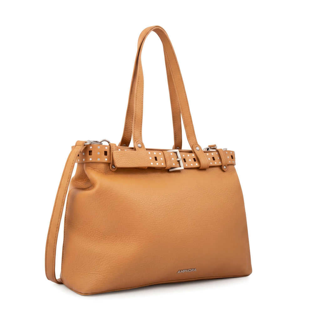 Cartera tote dos divisiones fleur grande camel