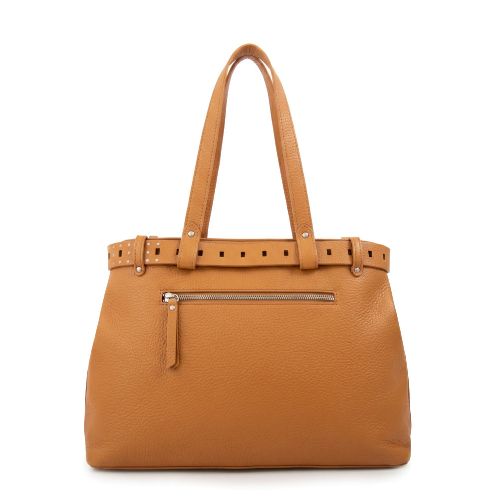 Cartera tote dos divisiones fleur grande camel