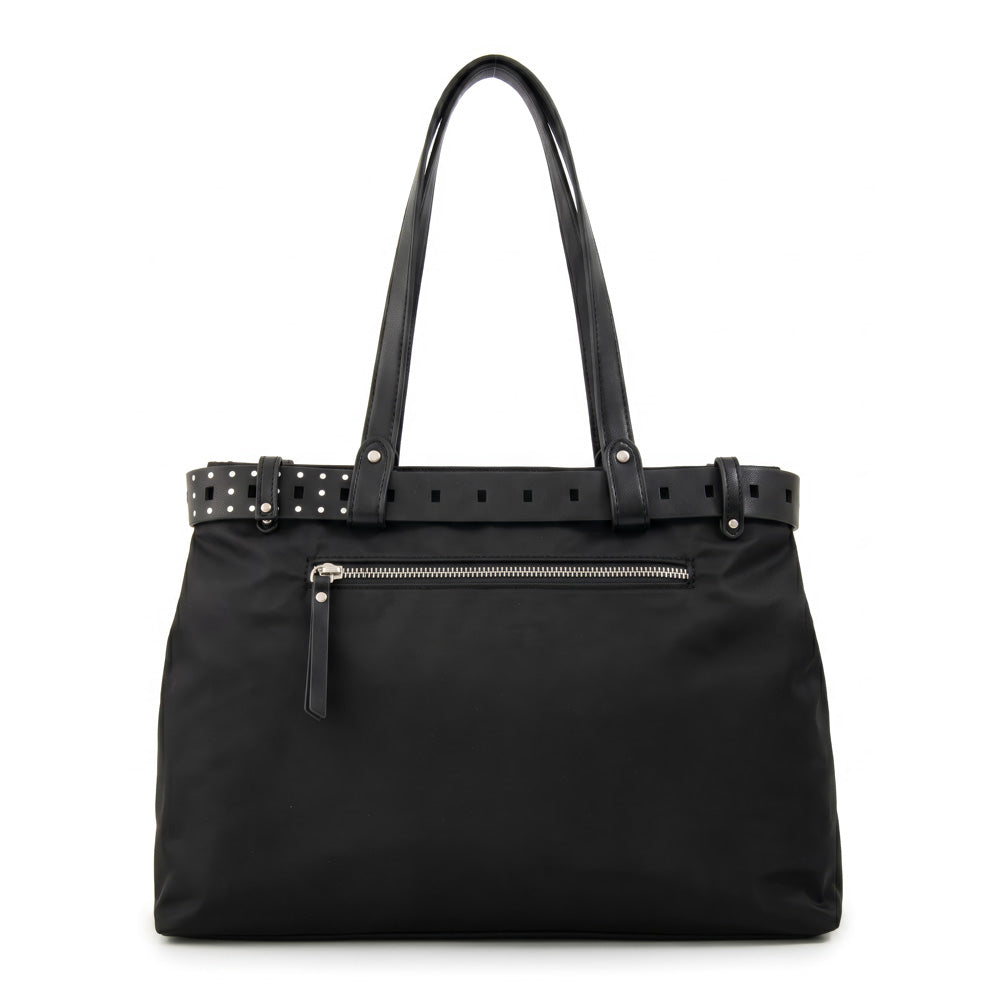 Cartera tote dos divisiones fleur grande negro