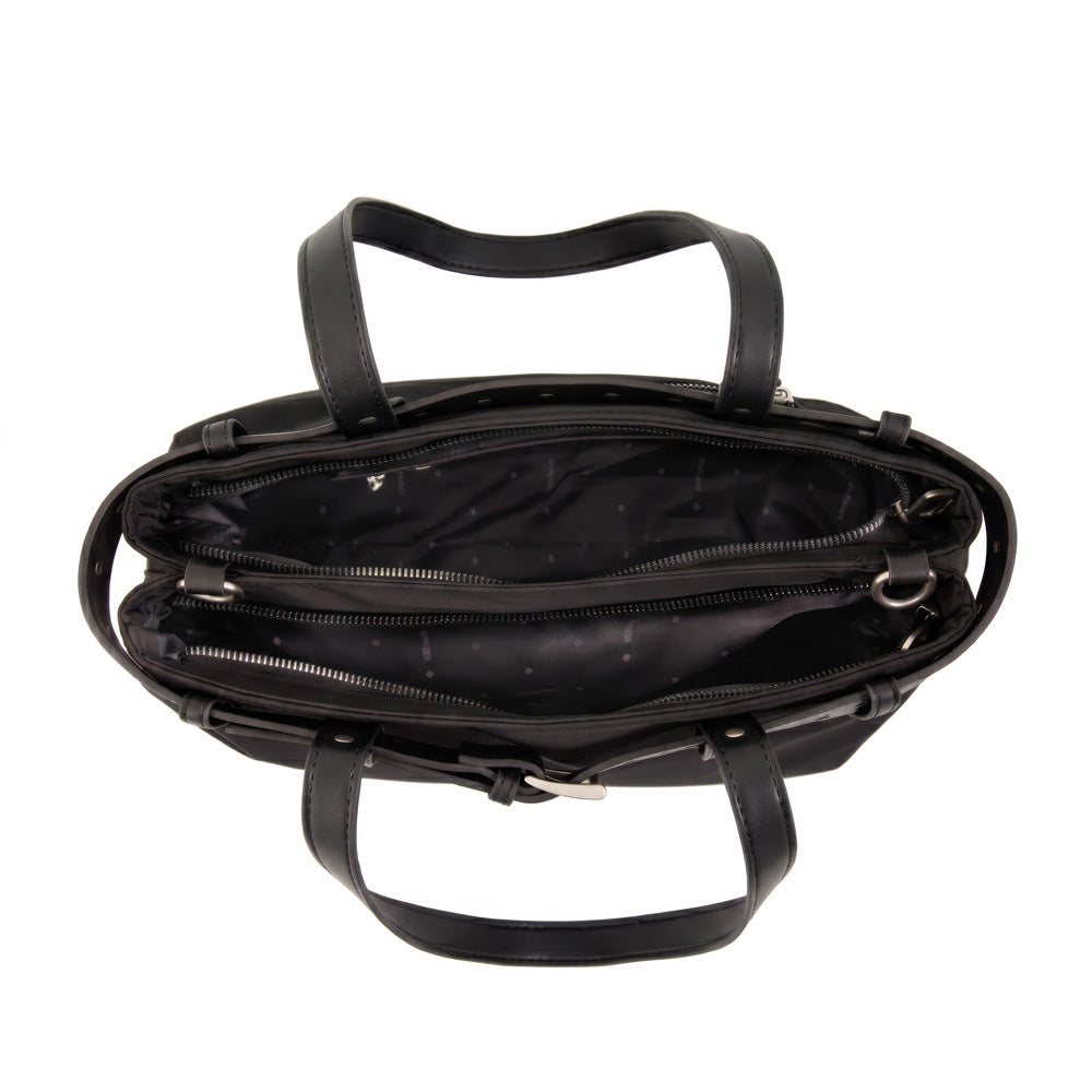 Cartera tote dos divisiones fleur grande negro