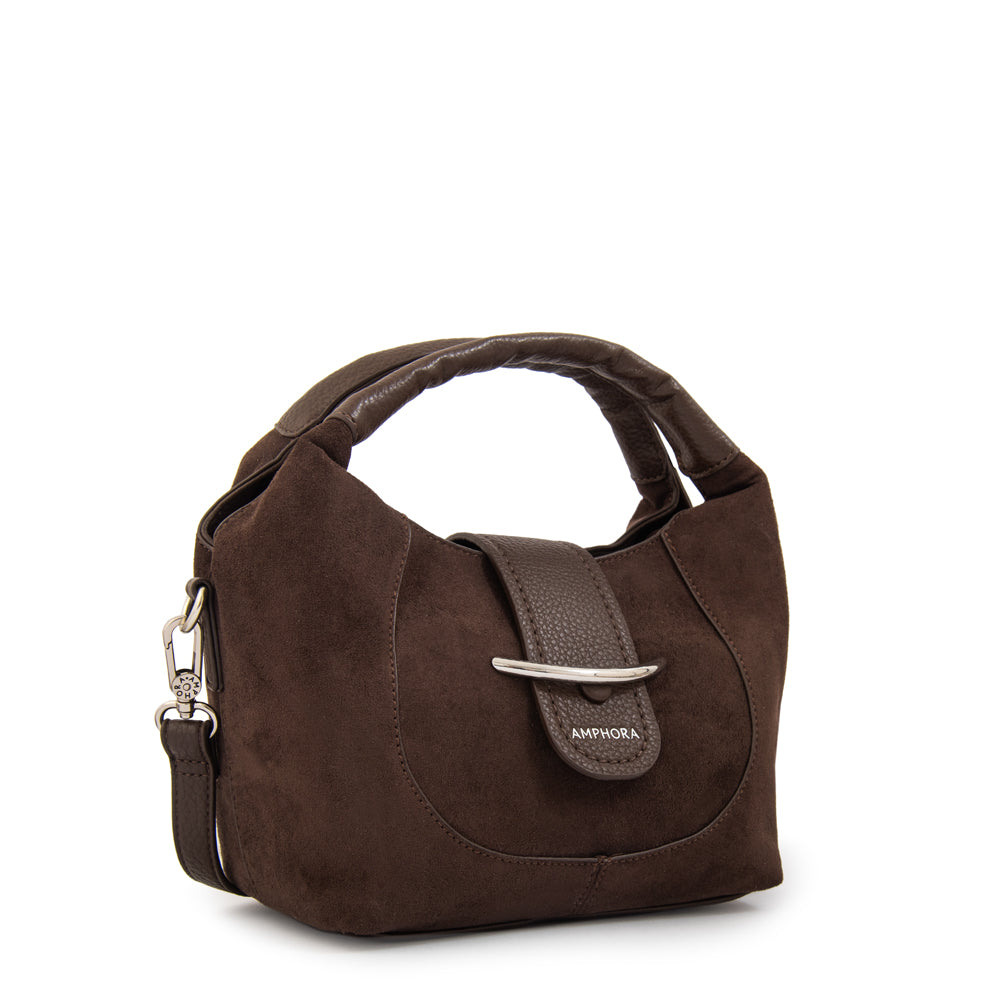 Cartera bandolera melodie pequeña café oscuro