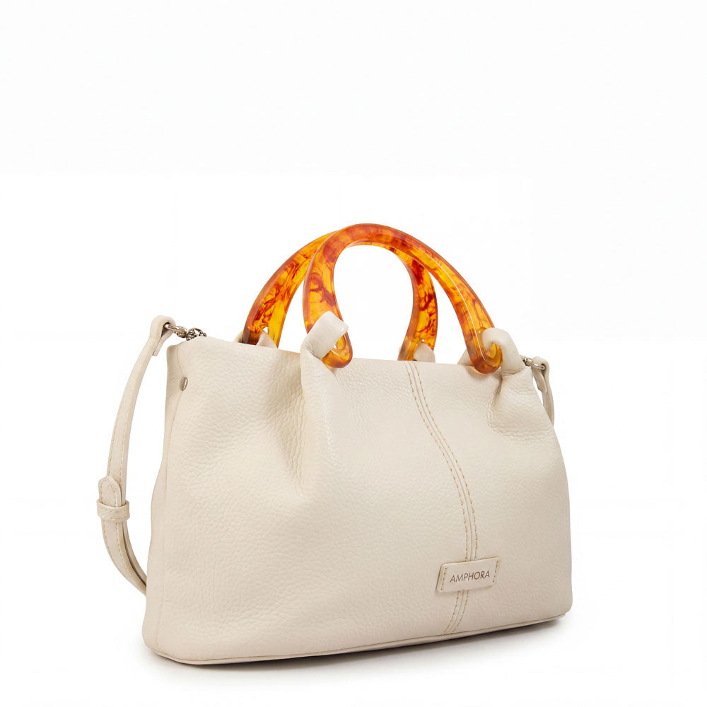 Cartera tote belle mediana blanco crudo