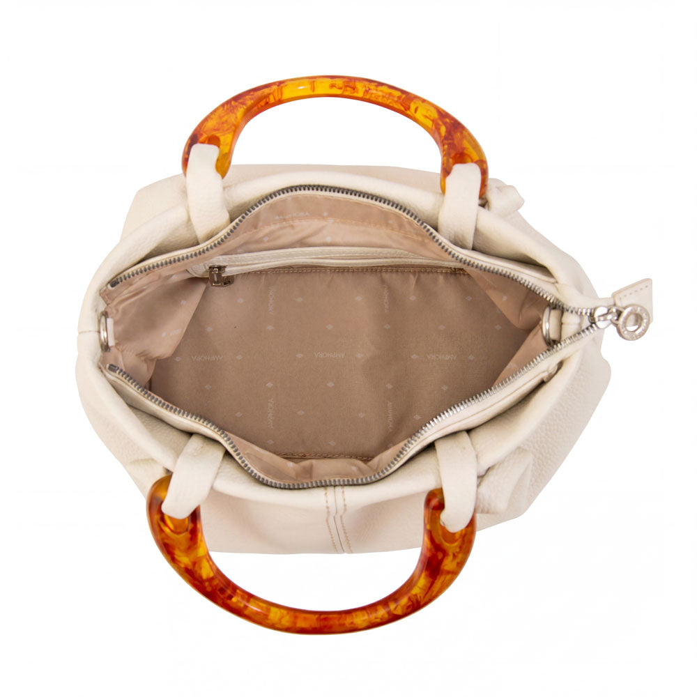 Cartera tote belle mediana blanco crudo