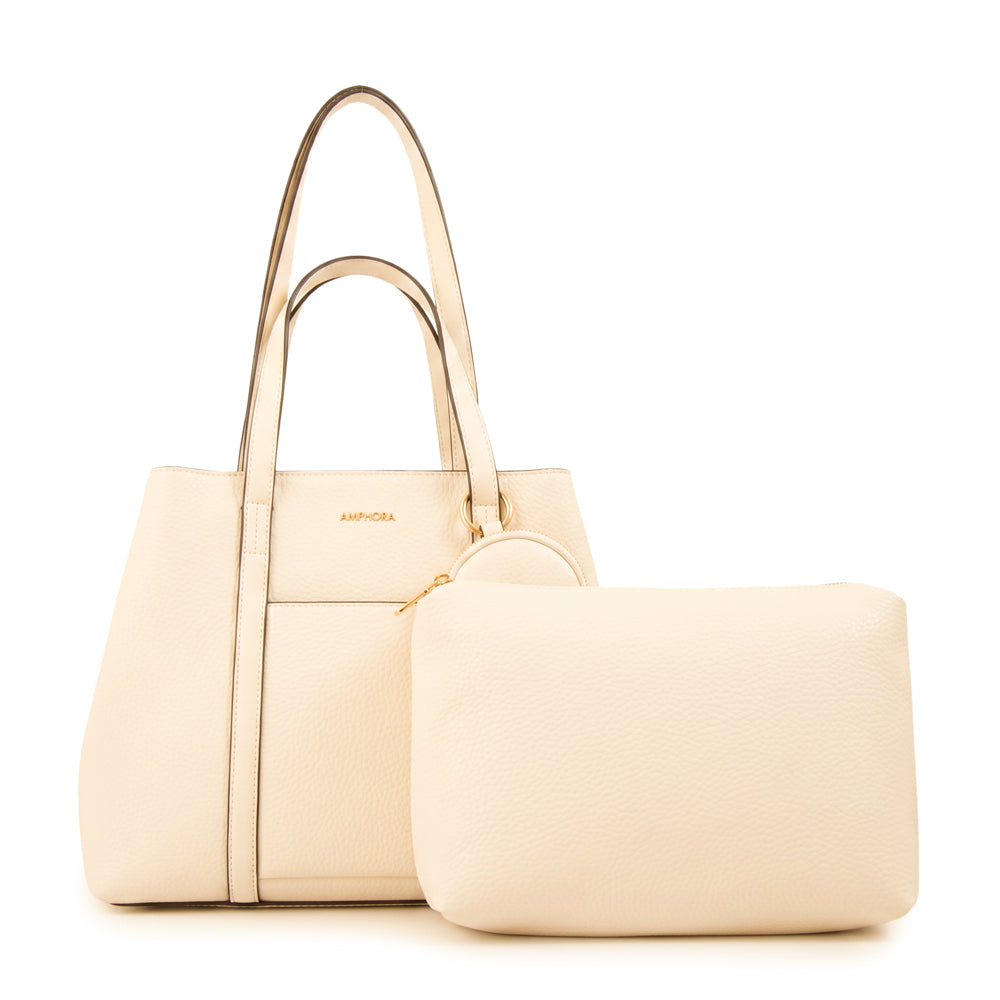 Cartera tote rina mediana blanco crudo