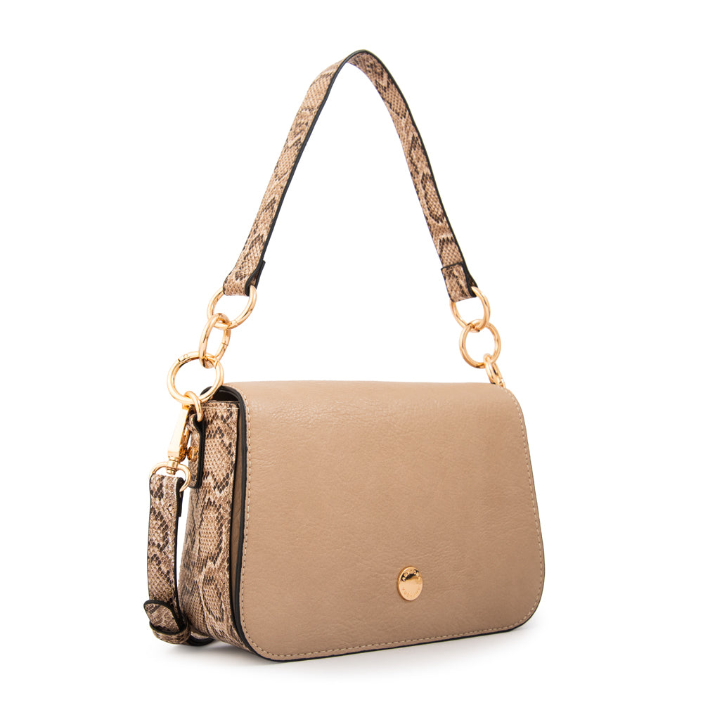 Cartera bandolera adeline mediana beige oscuro