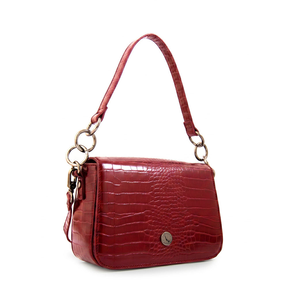 Cartera bandolera adeline mediana rojo oscuro