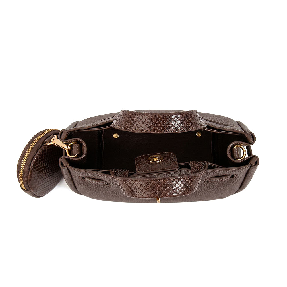 Cartera bandolera con asas camil mediana café