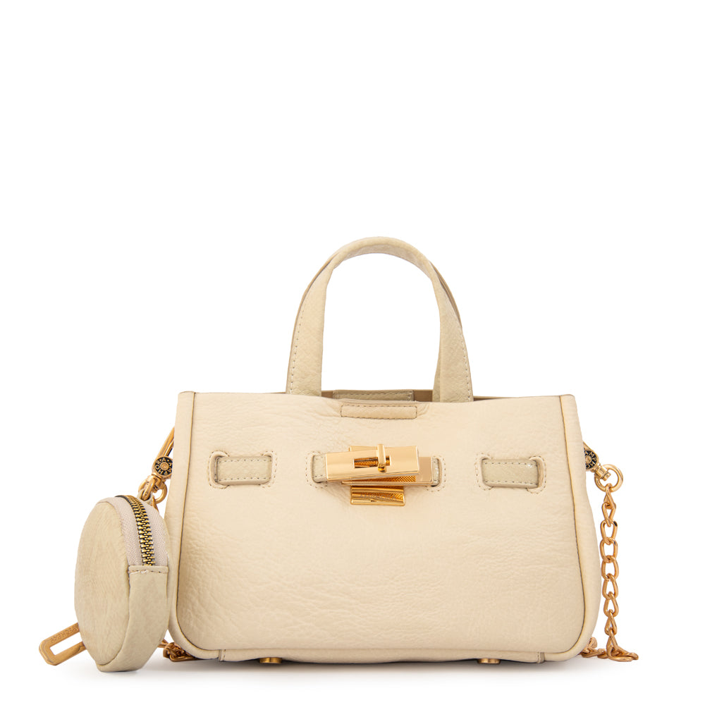 Cartera bandolera con asas camil mediana blanco crudo