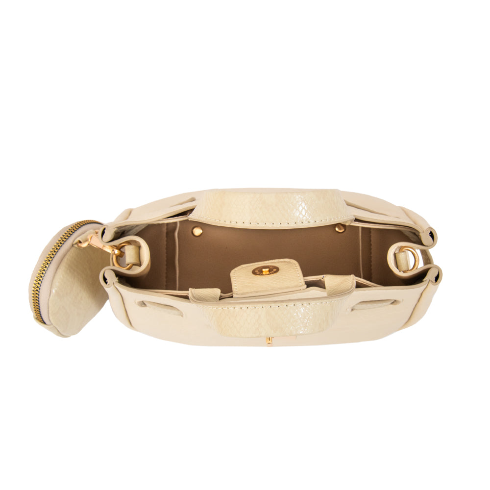 Cartera bandolera con asas camil mediana blanco crudo