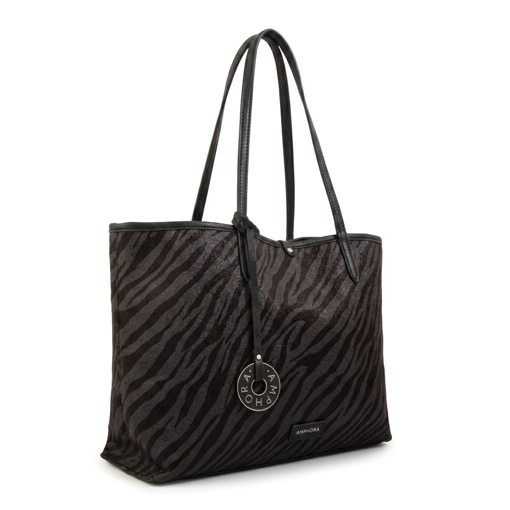 Cartera tote bote reversible moira grande negro