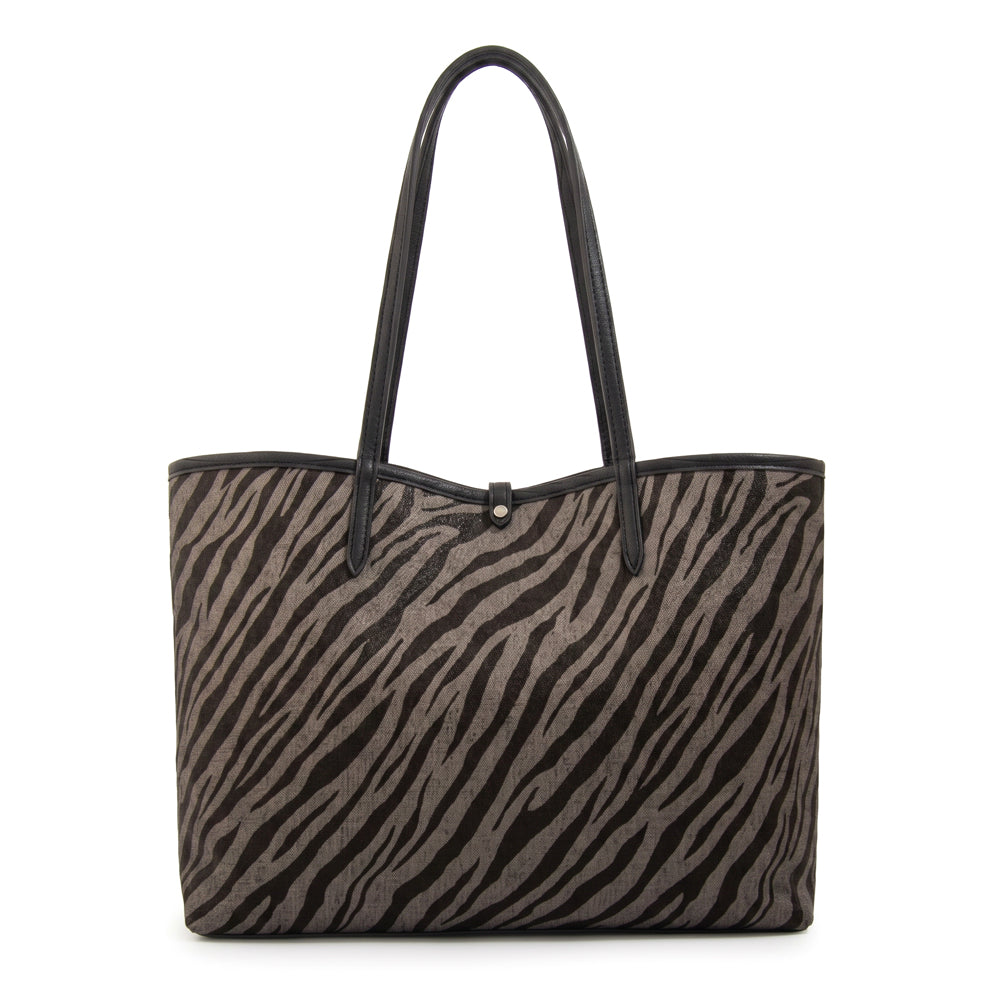 Cartera tote bote reversible moira grande gris oscuro