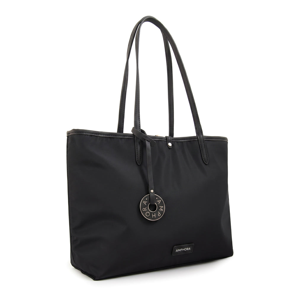 Cartera tote bote reversible moira grande negro