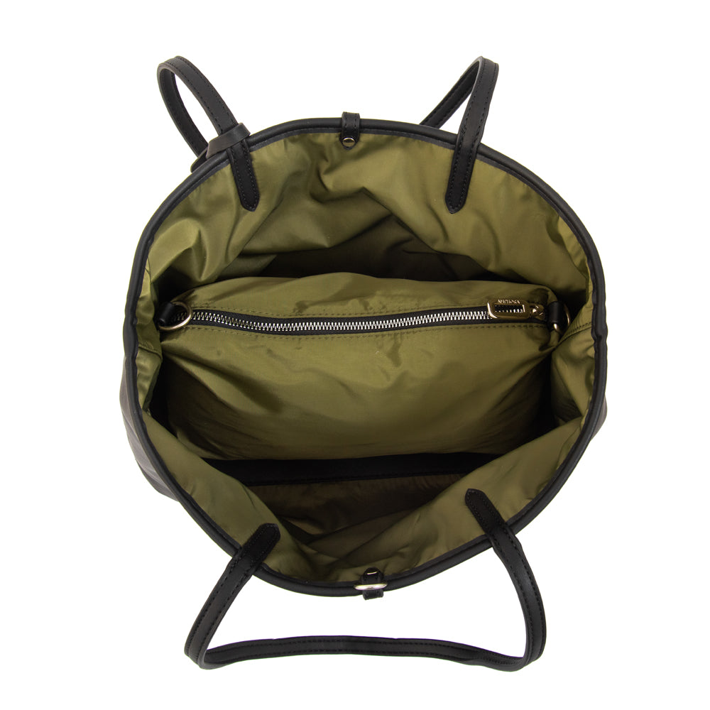 Cartera tote bote reversible moira grande verde oliva