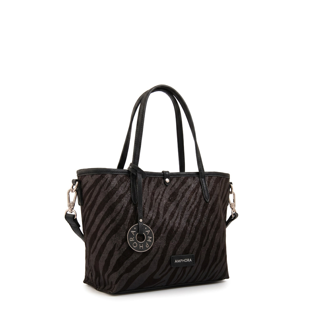 Cartera tote bote reversible moira mediana negro