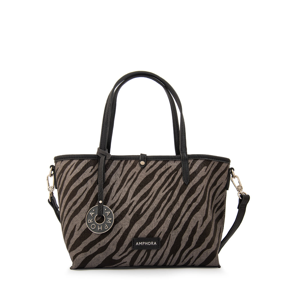 Cartera tote bote reversible moira mediana gris oscuro