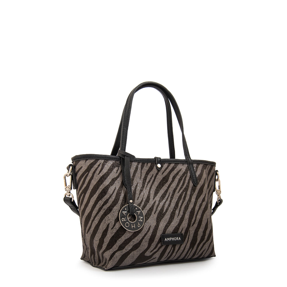 Cartera tote bote reversible moira mediana gris oscuro