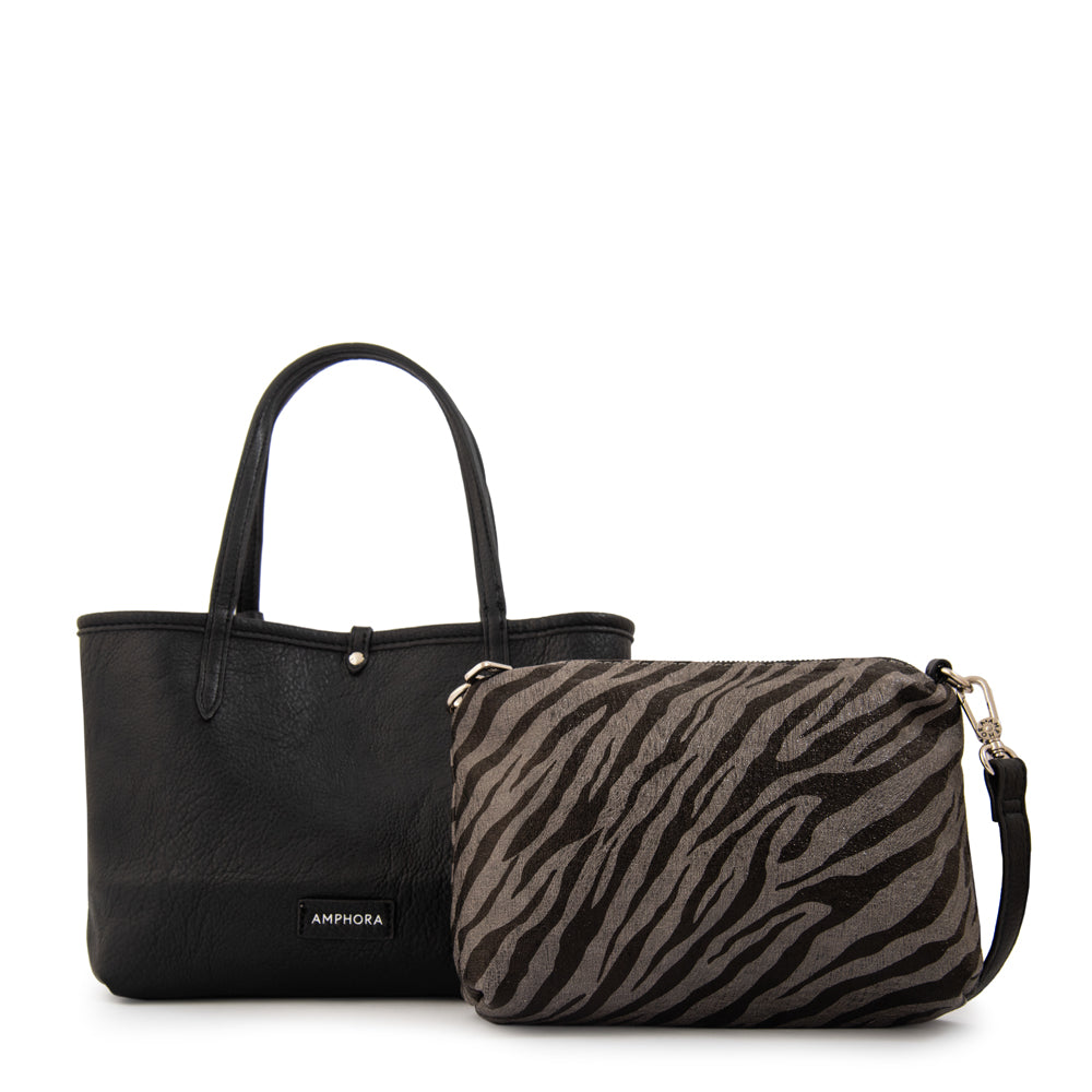 Cartera tote bote reversible moira mediana gris oscuro