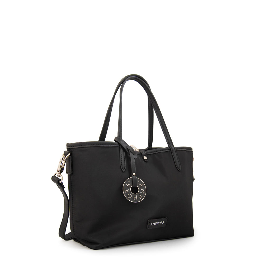Cartera tote bote reversible moira mediana negro